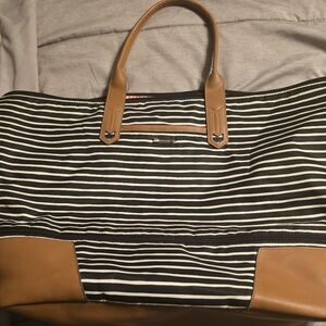 Striped Black and Tan Travel Bag